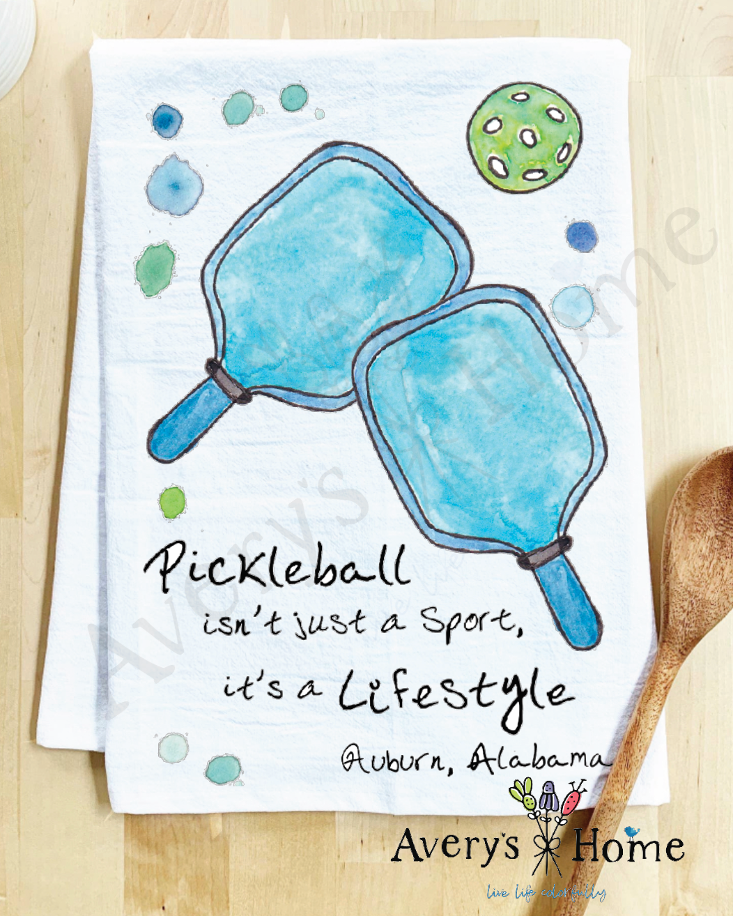 Avery's Home - Pickleball Lifestyle Sport Customizable Kitchen Towel: Standard