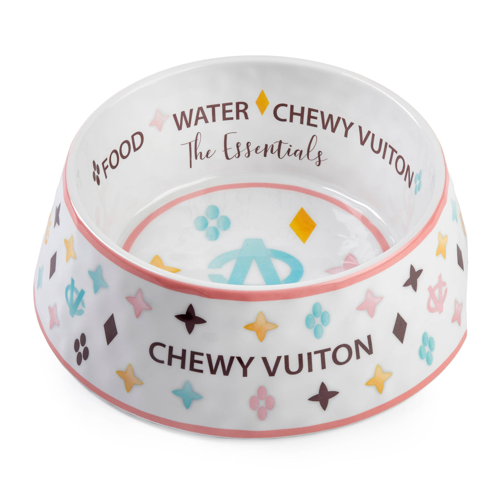 Haute Diggity Dog - White Chewy Vuiton Dog Bowl - Cat or Dog Bowl: Small