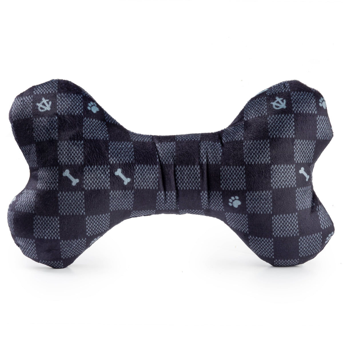 Haute Diggity Dog - Black Checker Chewy Vuiton Bone  | Squeaker Dog Toy: Small