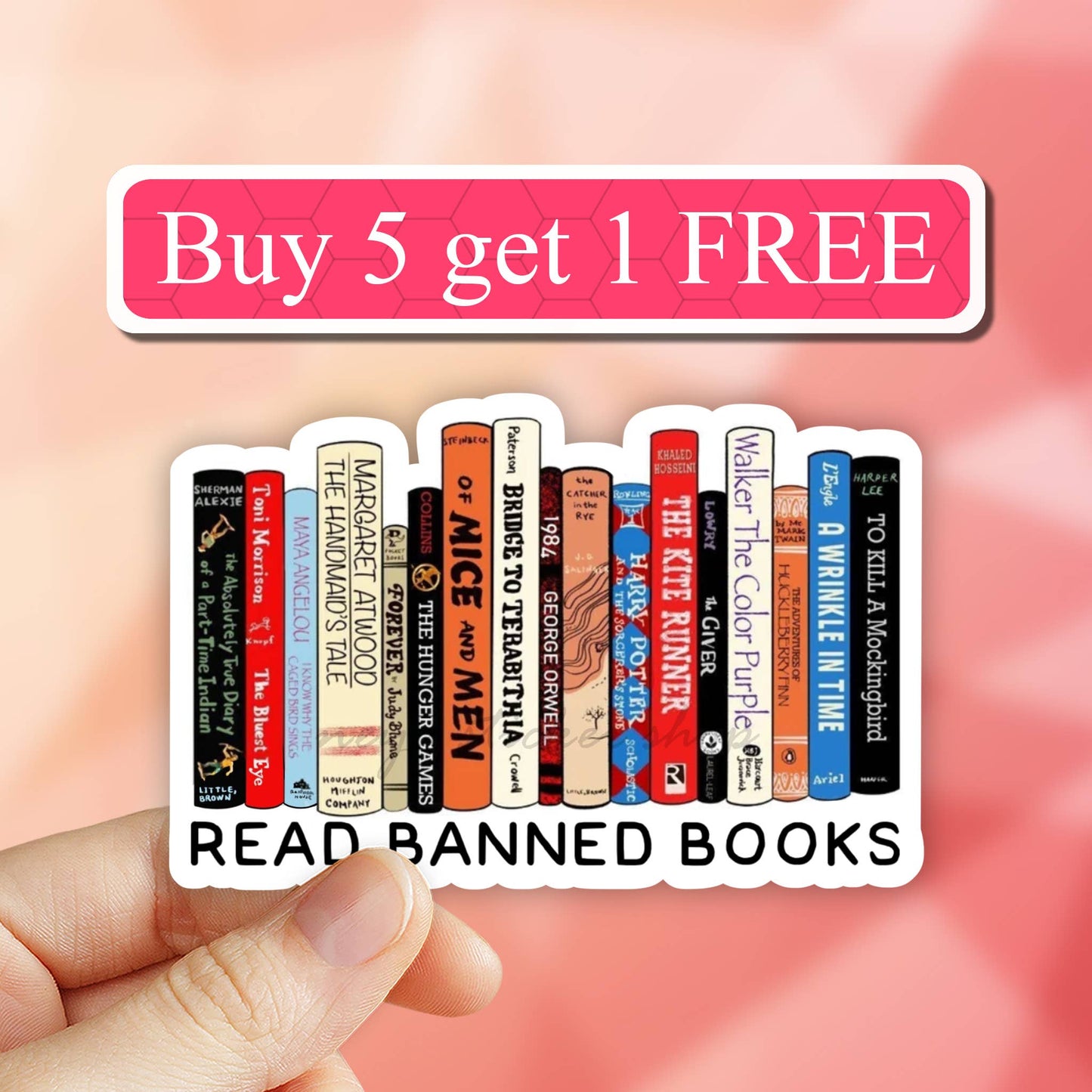 Neya Sticker Shop - Read Banned Books Vinyl Sticker, water bottle, laptop decal: 3" (Standard)