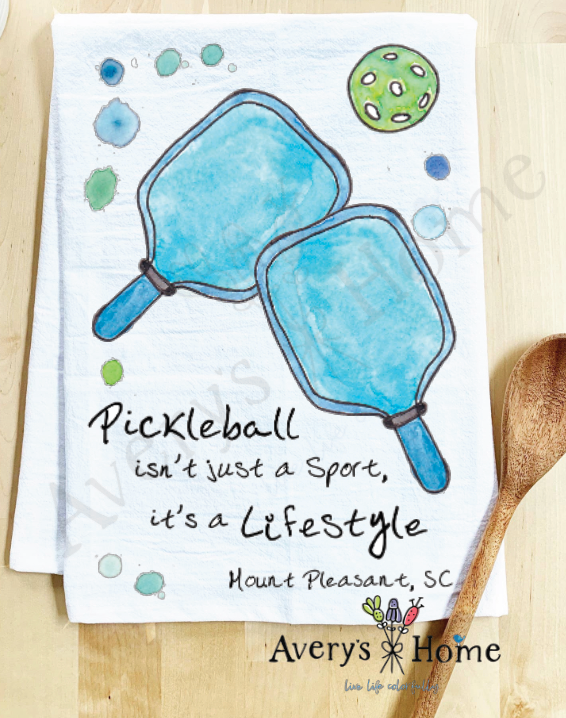 Avery's Home - Pickleball Lifestyle Sport Customizable Kitchen Towel: Standard