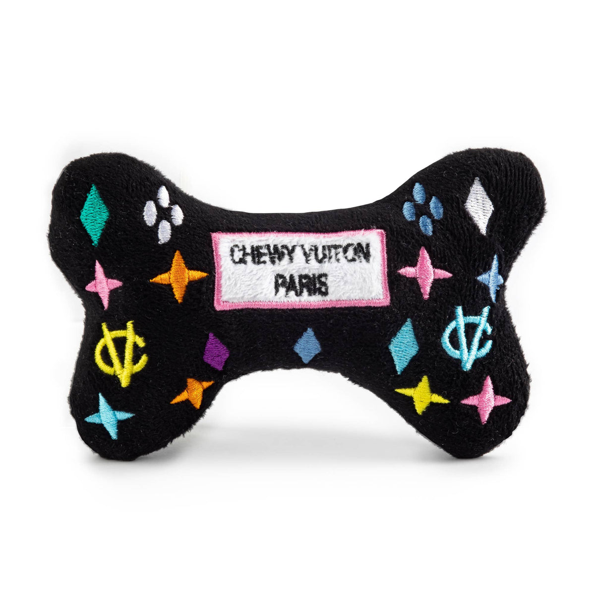 Haute Diggity Dog - Black Monogram Chewy Vuiton Bone  | Squeaker Dog Toy: Small / Mini