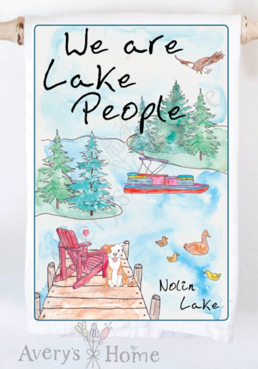 Avery's Home - We Are Lake People Dog & Wine Customizable Kitchen Towel: Standard