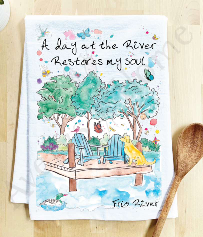 Avery's Home - A Day at the Lake or River Customizable Kitchen Dish Towel