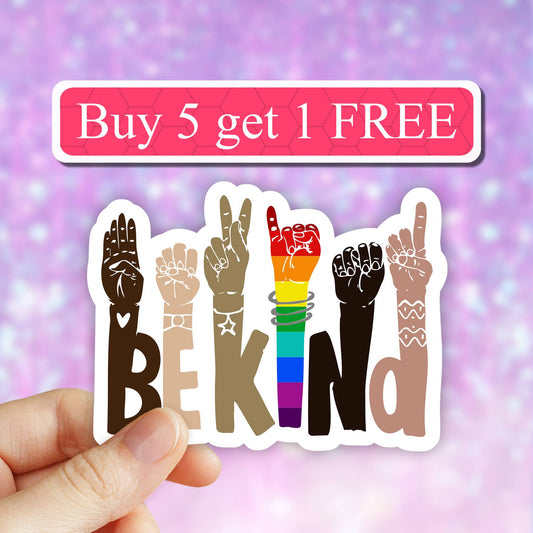 Neya Sticker Shop - Be kind sticker, kindness PRIDE stickers, LGBT decals, pride: 3" (Standard)