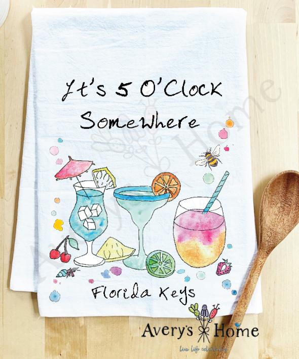 Avery's Home - 5 O' Clock Somewhere Cocktail Customizable Kitchen Towel