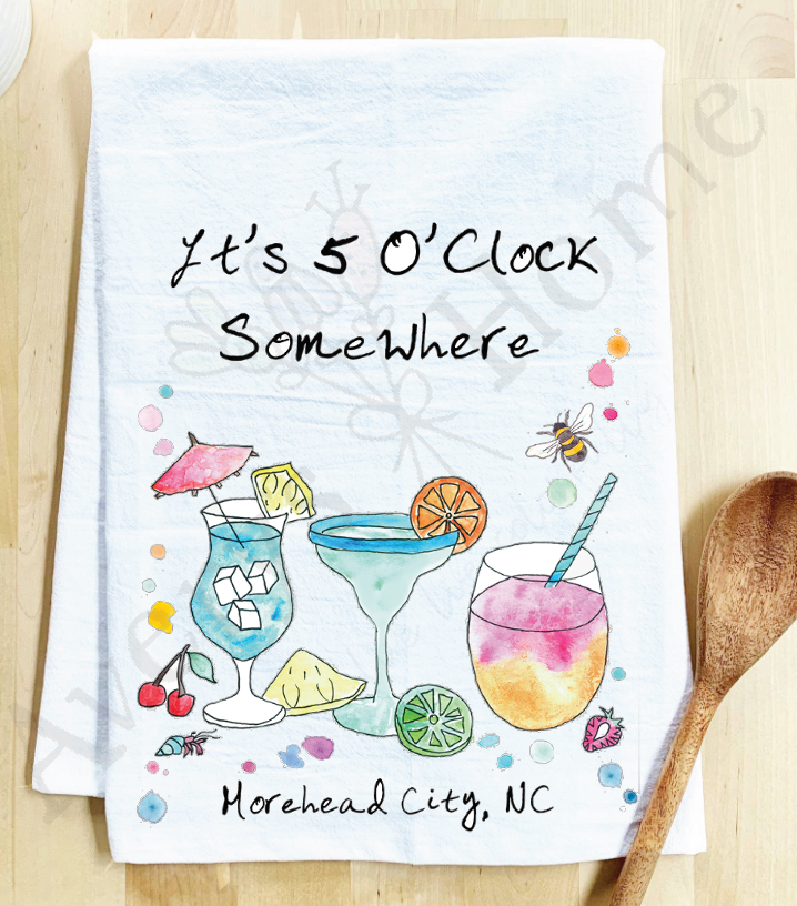 Avery's Home - 5 O' Clock Somewhere Cocktail Customizable Kitchen Towel