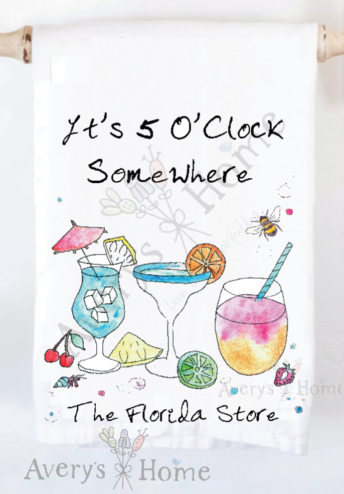 Avery's Home - 5 O' Clock Somewhere Cocktail Customizable Kitchen Towel