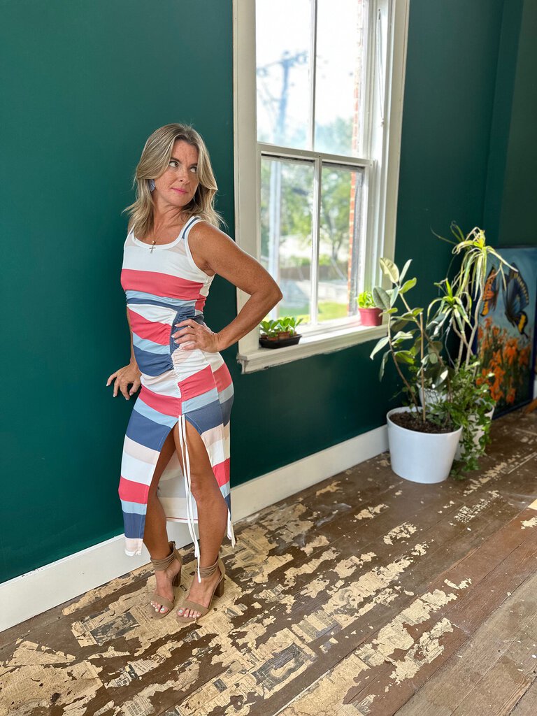 Stripe and Scrunched Dress