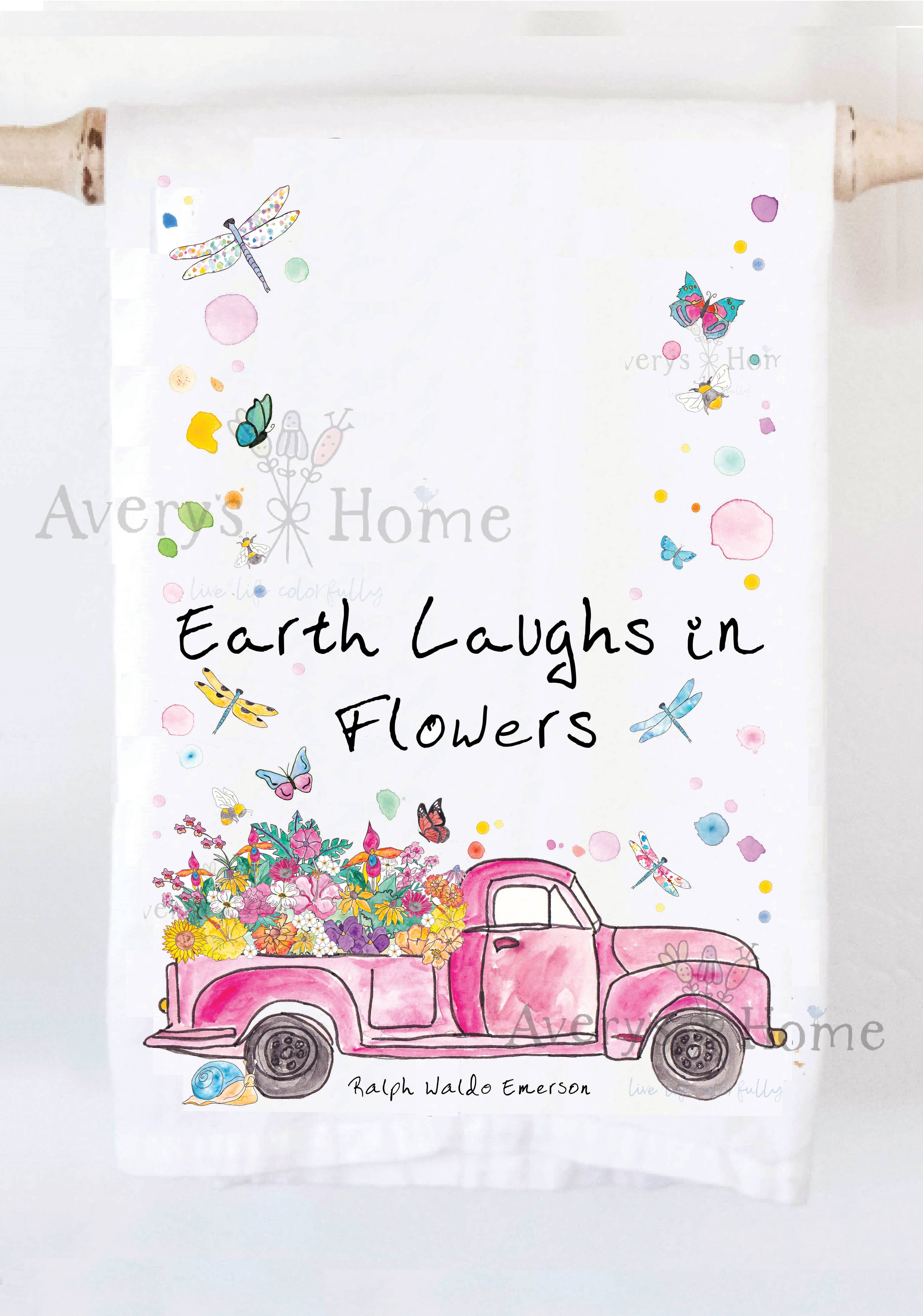 Avery's Home - Earth Laughs In Flowers Spring Summer Truck Kitchen Towel