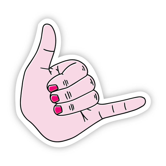 Shaka Light Pink Aesthetic Sticker  Hang Loose