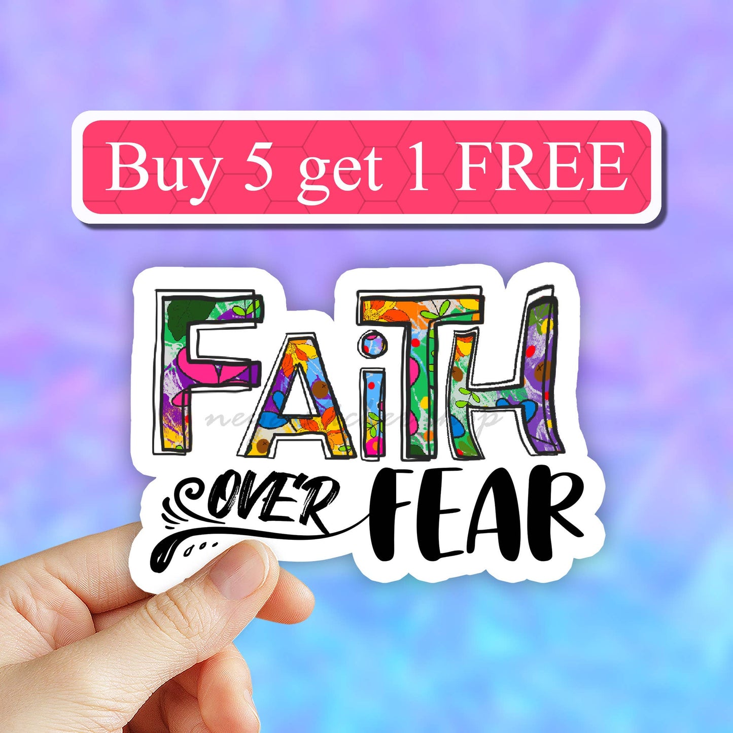Faith over fear Vinyl Sticker, Christian Stickers, Jesus: 2" (Mini)